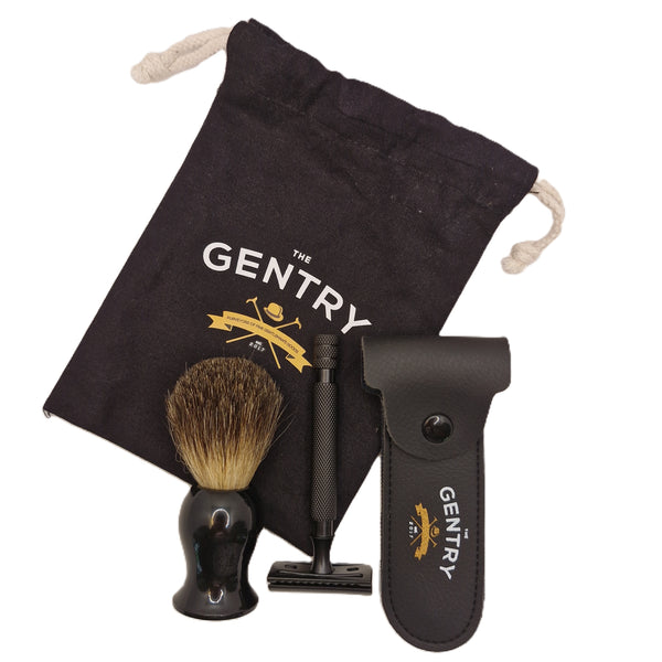 The Gentry Black Safety Razor Shave Set