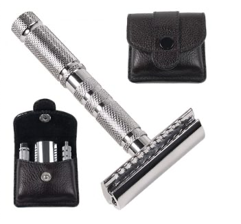 Parker Safety Travel  Razor - 4pce in Leather Case