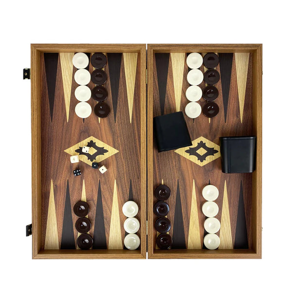 Manopoulos Backgammon Set - Walnut Replica/ Black Oak