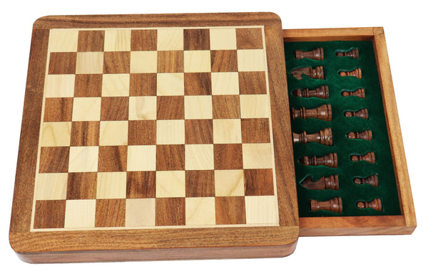 Wooden Travel Chess Set - With Drawer